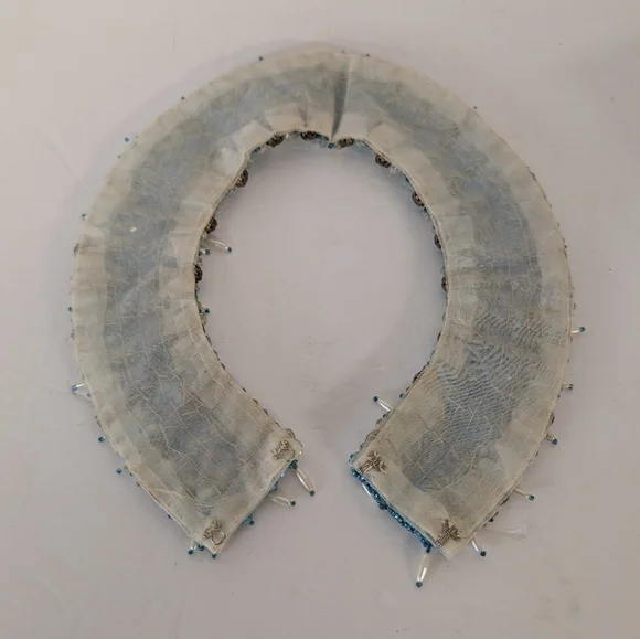 Vintage Collar For Crew Neck Sweater In The 1950 Blue Beaded - Picture 4 of 6
